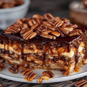 Caramel Pecan Crunch Cake