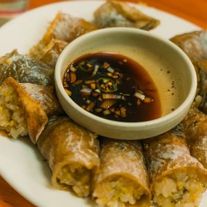 Spicy Edamame Spring Rolls with Gochujang Dipping Sauce