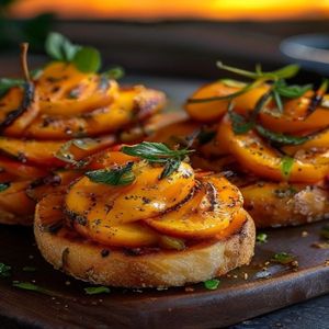 Sunset Grilled Peach Bruschetta