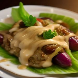 Shawarma-Style Stuffed Grape Leaves with Tahini Sauce