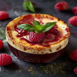 Raspberry Basil Creme Brulee