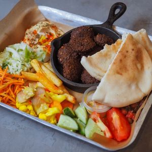 Crunchy Falafel Bites with Tzatziki Sauce and Pita Chips