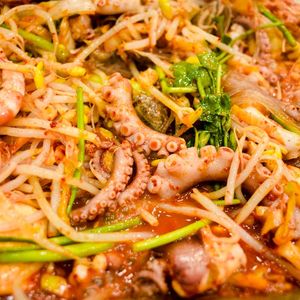 Korean Japchae Stir-Fry with Spicy Gochujang Sauce