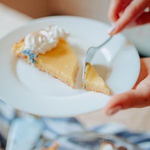Saffron Pecan Tart with Rosewater Whipped Cream