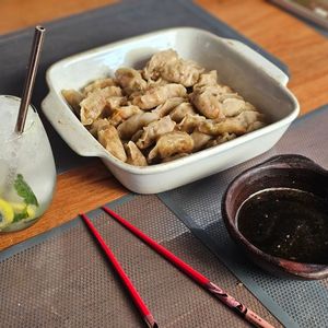 Spicy Edamame Dumplings with Soy-Ginger Dipping Sauce