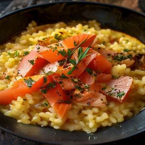 Saffron Risotto with Smoked Salmon
