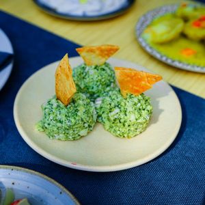 Crunchy Falafel Bites with Tzatziki Sauce and Pita Chips