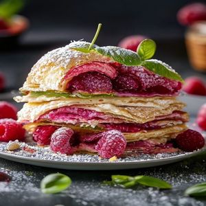 Raspberry Basil Mille-Feuille