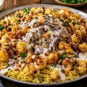 Mansaf Rice with Fried Cauliflower and Sumac